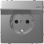 Розетка 16А с з/к и крышкой IP44 (нержавеющая сталь) Merten D-Life Schneider Electric. Вид 1.