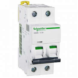 iC65N 2P 3A Автоматический выключатель 2-полюсный, 3А, 6кА (хар-ка C) Schneider Electric. Вид 1