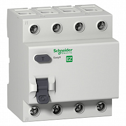 Блок утечки тока 4-полюсный, 40A, 300mA, тип АC (УЗО) EASY 9 Schneider Electric. Вид 1