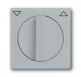 1740-83 Плата центральная с поворотной ручкой, с маркировкой, для механизма выключателя жалюзи 2712/2713 U и 2722/2723 U, серия solo/future, цвет сер. Вид 1