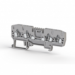 YBK 2,5 C Клеммник на DIN-рейку пружинный 4-х выводной 2,5мм² (серый) Klemsan. Вид 1