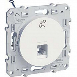 Розетка телефонная RJ12 6 контакт (белый) Odace Schneider Electric. Вид 1