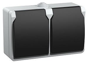 РСб22-3-ФСр Розетка двухместная с з/к для открытой установки ФОРС IP54 IEK. Вид 1