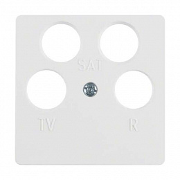 Накладка для антенной розетки, 4 отверстия (полярная белизна, бархат) Berker. Вид 1