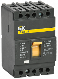 ВА88-32 3P 100A Автоматический выключатель 3-полюсный, 100A, 25kA подключение под шину ИЭК. Вид 1