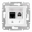 Розетка телеф.+компьют.,RJ11+RJ45, кат. 5е,неэкран. utp,с пруж. заж (белый) Sedna Schneider Electric. Вид 1.