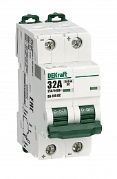 ВА-105 Автоматический выключатель 2-полюсный, 32А, 10kA, DC (хар-ка C) DEKraft. Вид 1
