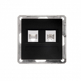 Розетка двойная RJ11+RJ45, 160В, 1А, кат.5e, механизм, (черный бархат) Wessen 59 Systeme Electric. Вид 1