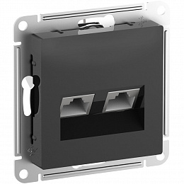 Розетка двойная RJ+RJ45, кат.6А, механизм (карбон) AtlasDesign Systeme Electric. Вид 1