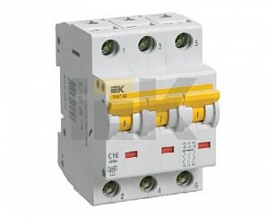 ВА47-60 Автоматический выключатель 3-полюсный, 63А, 6kA (хар-ка C) ИЭК. Вид 1