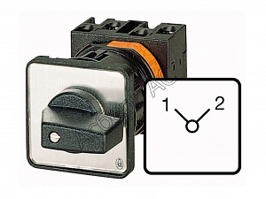 38847 T0-2-8221/E Переключатель полюсов, 2-полюсный, 12A, 1-2 Пол., 90 °, 48х48 мм, пер. креп.  Eaton. Вид 1