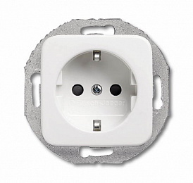 20 EUCRD-214 Розетка SCHUKO 16А 250В, с круглым суппортом, серия Reflex SI, цвет альпийский белый ABB. Вид 1