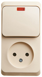 Блок О/У: розетка без заземления + выкл. 1-кл. с подсв. (кремовый) Этюд Systeme Electric. Вид 1
