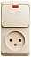 Блок О/У: розетка без заземления + выкл. 1-кл. с подсв. (кремовый) Этюд Systeme Electric. Вид 1.