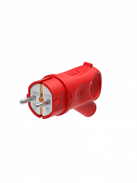 Вилка 2К+З угловая каучуковая 16А/250В IP44 (красная) MultiSet Systeme Electric. Вид 1