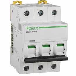 iC65N 3P 32А Автоматический выключатель 3-полюсный, 32А, 6кА (хар-ка D) Schneider Electric. Вид 1