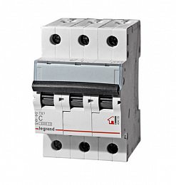 TX3 Автоматический выключатель 3-полюсный, 16А, 6kА (хар-ка B) Legrand. Вид 1
