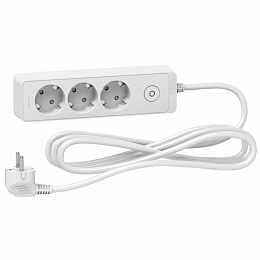 Удлинитель 3 розетки 2к+з, кабель 3м (белый) Unica Extend Schneider Electric. Вид 1