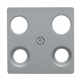 Накладка для антенной розетки, 4 отверстия (алюминиевый, матовый) Berker. Вид 1