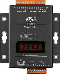 Программируемый сервер устройств: 3 порта RS-232 и 1 порт RS-485, 4xDI и 4xDO, LED-дисплей, металлический корпус ICP DAS. Вид 1