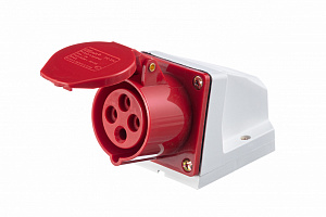 РС102-4-16-IP44 Розетка для монтажа на поверхность 3Р+РЕ 16А 380В DEKraft. Вид 1