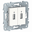 Розетка USB, 2-местный (белый) Unica New Schneider Electric. Вид 1.