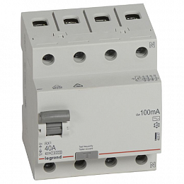 RX3 Блок утечки тока (УЗО) 4-полюсный, 40А, 100mA, тип АC Legrand. Вид 1