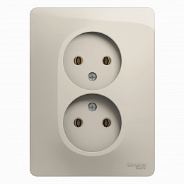 Розетка двойная без заземления,16А, 250В, в сборе (молочный) Glossa Systeme Electric. Вид 1