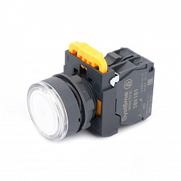 Кнопка с подсветкой в сборе модуль 22мм белая пластик 230-240В AC 1НО Systeme Electric. Вид 1