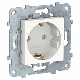 Розетка с заземлением, со шторками, винтовой зажим, 16А, 250В (белый) Unica New Schneider Electric. Вид 1