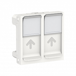 Лицевая панель д/коннек. S-One RJ45, 2 мод., со шт., с полем д/надписи, прям. (белый) Unica Schneider Electric. Вид 1