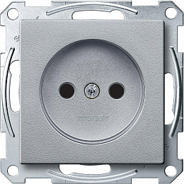 Розетка без заземления, со шторками, qf sm (алюминий) Merten Schneider Electric. Вид 1