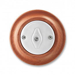 3560K-C07345 52 Переключатель перекрёстный поворотный белый фарфор / натуральное дерево вишня Decento ABB. Вид 1