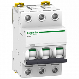 iC60N 3P 10А Автоматический выключатель 3-полюсный, 10А, 6кА (хар-ка B) Schneider Electric. Вид 1