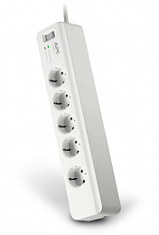 Cетевой фильтр, 5 розеток, кабель 1,8м, белый Schneider Electric. Вид 1