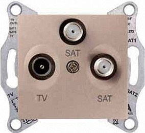 Розетка TV/R/SAT, проходная, 4 db (титан) Sedna Schneider Electric. Вид 1