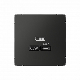 Розетка USB, тип-С 65Вт высокоскор.заряд. QC, PD, механизм (базальт) ARTGALLERY Systeme Electric. Вид 1