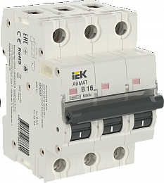 M06N Автоматический выключатель 3-полюсный, 16А, 6kA (хар-ка B) ИЭК. Вид 1