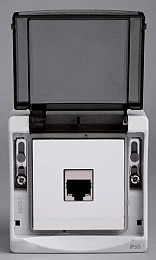 Розетка RJ45, кат. 5, ftp, о/у, в сборе IP55 (серый) Mureva Schneider Electric. Вид 1