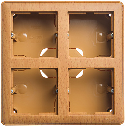 Коробка 4-постовая, подъемная для наружного монтажа с рамкой (бук) Wessen 59 Schneider Electric. Вид 1