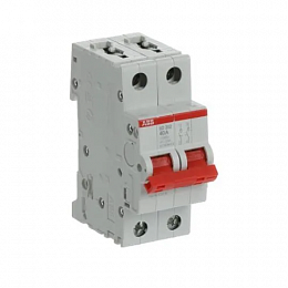 SD202/40 Рубильник 2-полюсный модульный 40А (красный рычаг) ABB. Вид 1