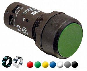 Кнопка L-MARK CP1-30B-11 черная без фиксации 1НО+1HЗ с текстом по запросу клиента ABB. Вид 1