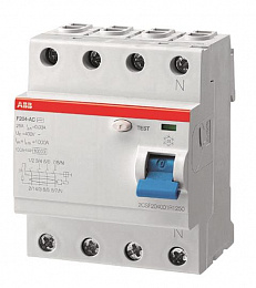 F202 B 63/30 Блок утечки тока 2-полюсный, 63A, 30mA, тип B (УЗО) ABB. Вид 1