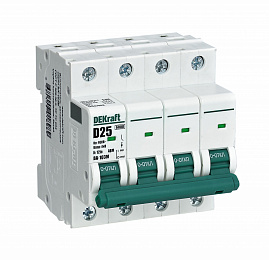 ВА-103M Автоматический выключатель 4-полюсный, 50А, 6kА (хар-ка D) DEKraft. Вид 1