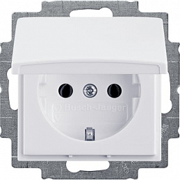 20 EUK-92-507 Розетка 2P+E 16А 250В, с крышкой (слоновая кость) Basic55 ABB. Вид 1