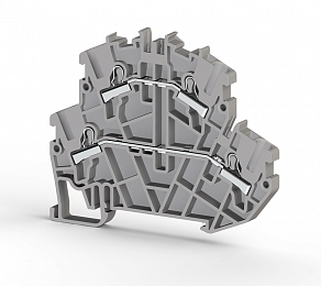 PYK2,5-2F Клеммник 2-х ярусный пружинный быстрозажимной (Push in), 2,5 мм² (серый) Klemsan. Вид 1