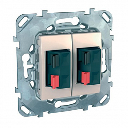 Аудиорозетка двойная (бежевый) Unica Schneider Electric. Вид 1