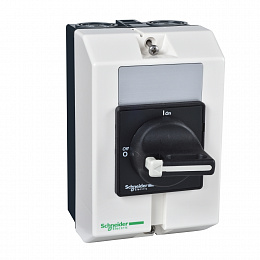 Рубильник 3-х полюсный 10А в корпусе (с чёрной ручкой) Schneider Electric. Вид 1
