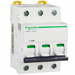 iC65N 3P 63А Автоматический выключатель 3-полюсный, 63А, 6кА (хар-ка C) Schneider Electric. Вид 1