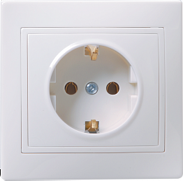 РС10-3-КБ Розетка 1-местная с заземляющим контактом без защитной шторки 16А (белый) КВАРТА ИЭК. Вид 1